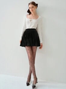 Enchnt Spring/Winter Women's Romantic Gorgeous Black Velvet Elastic Pleated Fashionable Cute Mini Skirt,Sweet&Elegant Princess Outfit For Valentine's Day&Christmas Party&New Years&Birthday&Holiday &Sweet Date Night&Daily Commuting