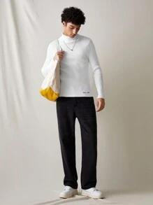 Manfinity VCAY Men's Casual Loose Knitted Turtleneck Long Sleeve Sweater, For Fall Winter - White - View 5