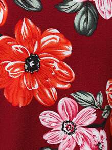 SHEIN Clasi Áo khoác nữ dài tay in hoa - Màu Đỏ Sâu - Xem 8