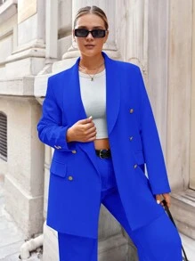 EURMUSE 大碼青果領雙排釦西裝外套和褲子