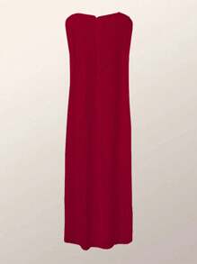 EMERY ROSE Women's Casual Abstract Face Printed Sleeveless Long Shirt, Front Short Back Long, Summer For New Year Clothes,Sleeveless Tops - Red - View 2