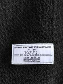 SHEIN Tween Girl Loose Knitted Decor Loose A-Line Short Sleeve T-Shirt And Wide Leg Pants 2-Piece Set - Black - View 6