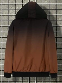 Manfinity Homme Men Plus Size Ombre Zip Pocket Long Sleeve Casual Jacket