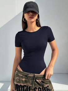 DAZY 女士夏季露背休闲紧身衣 - 藏蓝色 - 查看 5