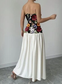 Selianne Đầm Maxi Ống In Hoa Cho Nữ Trang Phục Nữ - Màu be - Xem 2