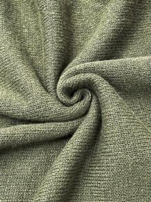 Calvaya Plus Size Solid Color Stand Collar Army Green Sweater For Fall & Winter - Dark Green - View 7