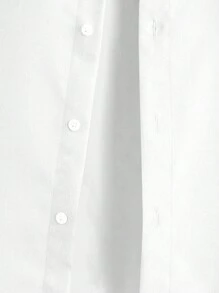 Manfinity Homme Bộ 2 áo sơ mi dệt tay ngắn màu trơn và quần ống rộng có dây rút cho nam, mùa hè - trắng - Xem 3