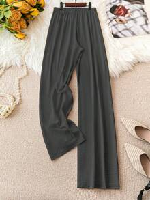 SHEIN LUNE Plus Size Drawstring Straight Leg Casual Fashion Daily Outdoor Versatile Pants