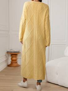 SHEIN LUNE Women Long Cardigans, Warm For Fall & Winter - Yellow - View 6