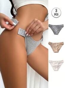 3pcs/Pack Women Comfortable Front Buckle  Panties - Multicolor - View 3