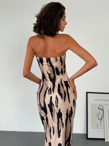Firerie Backless Bodycon Mermaid Leopard Print Elegant Graduation Party Dress