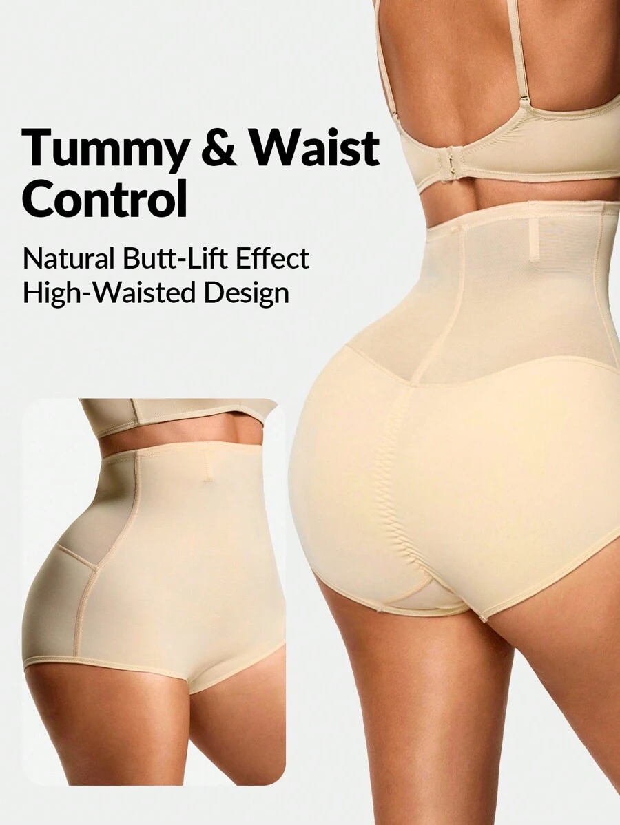 SHAPORA Shaping High-Waisted Shapewear Brief Bottom Body Shaper Butt Lifter-Tummy Waist Control - Apricot - View 1