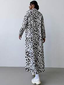 SHEIN Privé Women's Autumn/Winter Fashionable Simple Leopard Print Loose Long Coat