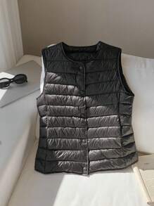 Comfortcana 无袖加厚羽绒背心，冬季，黑色 - 黑色 - 查看 4