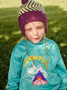 SHEIN Hanorac cu glugă cu model de munte în aer liber, potrivit pentru ieșiri, camping și fotografie de oraș