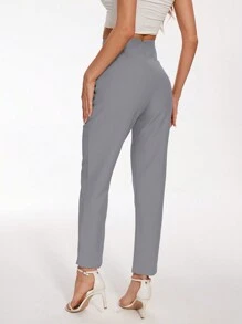 Quần ống đứng xếp ly co giãn màu trơn dáng ôm TRAFZA dành cho nữ, phù hợp cho cả trang phục thường ngày và trang phục công sở. - Màu Xám nhạt - Xem 3