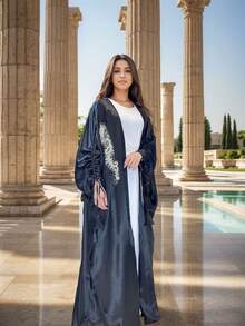 串珠亮片刺繡女士時尚流蘇開襟蝙蝠袖夾克