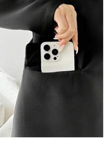 Modelyn Women's Colorblock Puff Sleeve Stand Collar Elegant Blazer Jacket, Spring/Autumn - Black and White - View 4