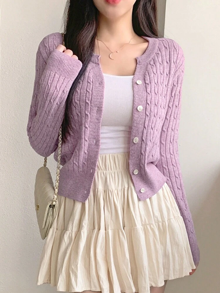 Women's Spring & Autumn Casual Solid Color Cardigan