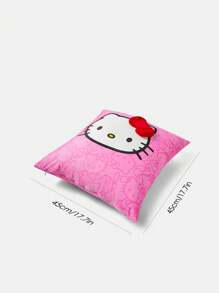 HELLO KITTY AND FRIENDS | SHEIN Kitty Print Pink Decorative Cushion Cover - Pink - View 3