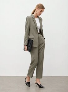 BizChic Women's Autumn Straight Leg Pants With Belt Loops, Fashionable And Elegant Business/Casual Suit, Versatile For Office, Commute, And Daily Wear - Army Green - View 8