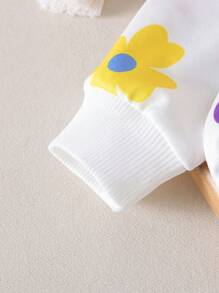 Conjunto de 2 piezas con estampado floral en toda la prenda para bebé y niña pequeña - Blanco - Ver 4