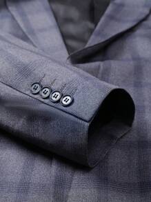 Manfinity Mode Conjunto de chaqueta y pantalones a cuadros de talla grande para hombre - Azul - Ver 3