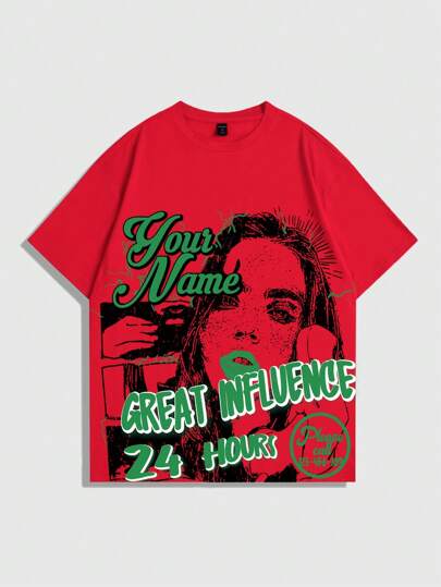 Street Life Camiseta de manga corta con estampado de retrato para hombres, adecuada para uso diario en primavera y verano