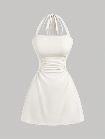 SHEIN MOD Vestido de cintura acampanada con escote halter para mujer