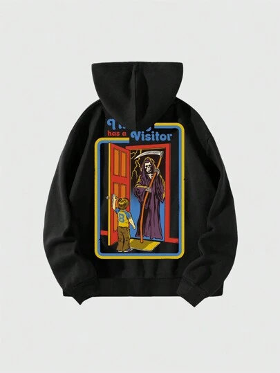 Stevenrhodes Street Style Printed Long Sleeve Hooded Zip-Up Sweatshirt