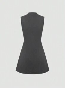 SHEIN Unity 女式高领收腰 A 字形连衣裙，时尚百搭的办公室服装