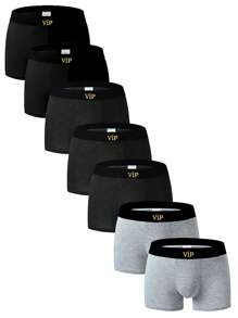 Men's Simple Letter Knit Briefs 7 Pcs, - Multicolor - View 1