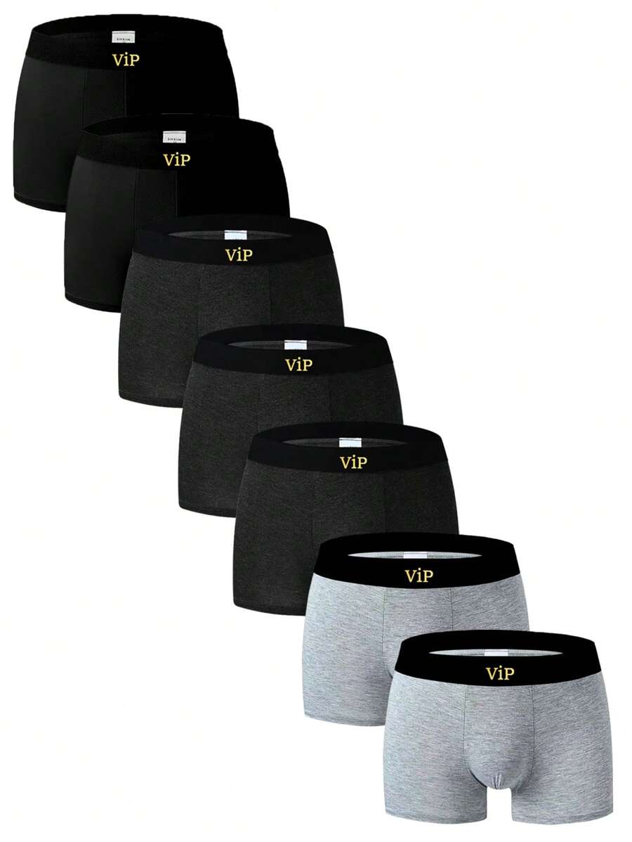 Men's Simple Letter Knit Briefs 7 Pcs, - Multicolor - View 1