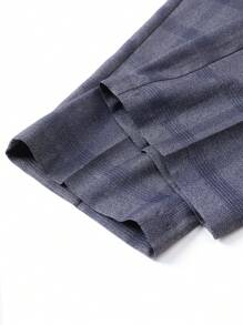 Manfinity Mode Conjunto de chaqueta y pantalones a cuadros de talla grande para hombre - Azul - Ver 5