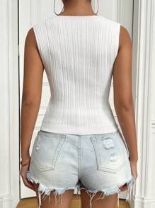 Chiquease Solid Ribbed Knit Top For Summer