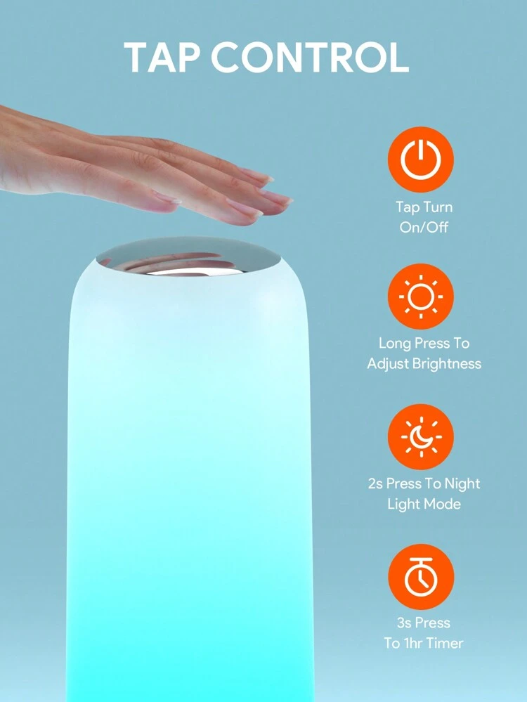 JMMO LEDライト、RGB タッチ式テーブルランプ、スムーズなタッチコントロール、RGB表示&ライティングメモリー付き、寝室、リビングルームに最適なポータブルテーブルベッドサイドランプ、ルームデコレーション、バニティライト、フェアリーライト - UK プラグ、クリスマスギフト、秋冬の休日キャンプに欠かせないアイテム、バケーションアクセサリー、キャンプ用品