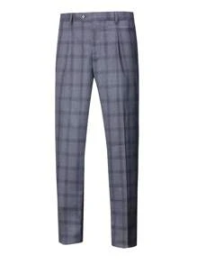 Manfinity Mode Conjunto de chaqueta y pantalones a cuadros de talla grande para hombre - Azul - Ver 8