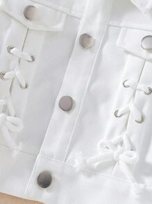 SHEIN Girls Windbreaker Jacket For Autumn, New Design - White - View 4