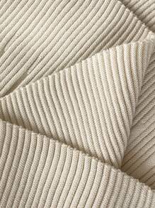 SHEIN Clasi 大码女式束腰修身马球领长袖针织连衣裙 - 杏色 - 查看 6