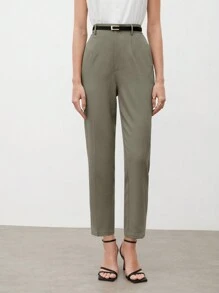 BizChic Women's Autumn Straight Leg Pants With Belt Loops, Fashionable And Elegant Business/Casual Suit, Versatile For Office, Commute, And Daily Wear - Army Green - View 7