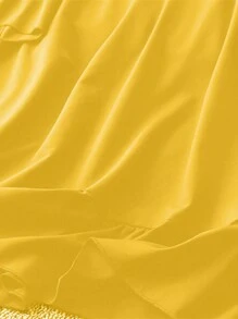 SHEIN LUNE 大码 V 领长袖时尚宽松优雅迷人连衣裙 - 黃色 - 查看 3