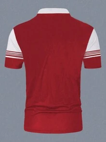 Manfinity Homme Áo thun polo có kích thước lớn dành cho nam mùa hè có màu tương phản thường ngày - Nhiều màu - Xem 2