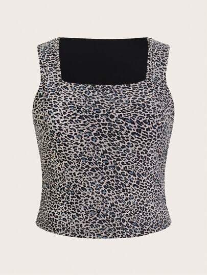 SHEIN Essnce 大码女式夏季休闲豹纹背心