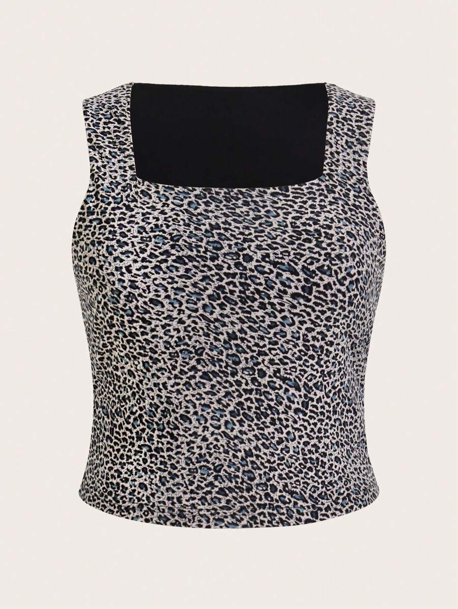 SHEIN Essnce 大码女式夏季休闲豹纹背心 - 彩色 - 查看 1