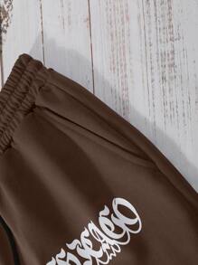 PAVTROS Manfinity Streetrush Men's Street Style Flame Print Flare Sweatpants - Coffee Brown - View 6