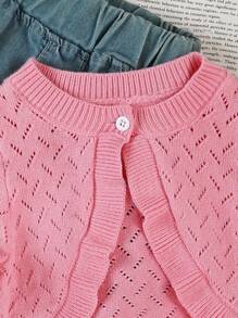 婴幼儿女孩轻质针织开衫 - 粉色 - 查看 4