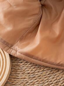 SHEIN Babygirl Solid Color Warm Fleece Jacket And Hat Set, Autumn/Winter