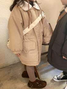 Dazy Kids Young Girl Solid Color Padded Coat, Kid-Size