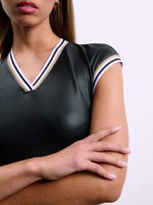 SHEIN Unity PU 皮革无袖弹力短裙 - 黑色 - 查看 4