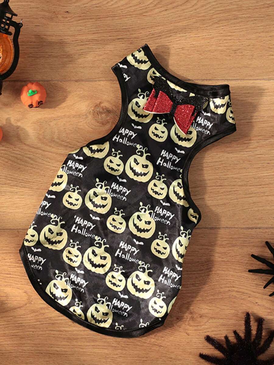 PETSIN Halloween Pumpkin Pet Sleeveless Cardigan - Multicolor - View 1